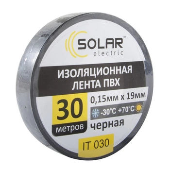 Ізолента SOLAR IT030 чорна 30м