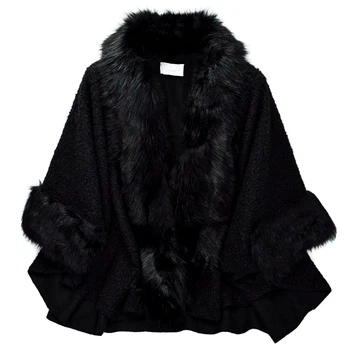 Пончо Liza Lu F871YAL433TY15 One size декор хутро чорне