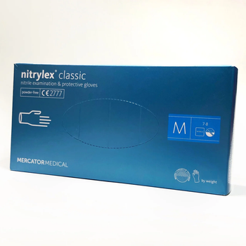 Рукавички нітрилові Mercator Medical Nitrylex Classic сині розмір М 100 шт/уп