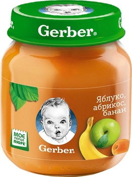 Упаковка фруктового пюре Gerber Яблоко, абрикос, банан с 6 месяцев 130 г х 6 шт (7613287166968)