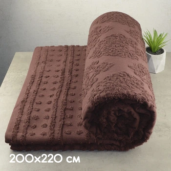 Простынь-покрывало жаккардовое махровое GM TEXTILE 200x220см 400г/м2 (Коричневый)