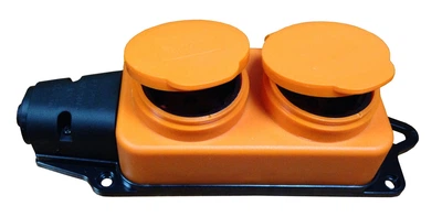 Розетка (колодка) Помаранчева подвійна з кришкою WATERPROOF з/з IP44 16A ARCTIC (17955) ТМ LUMANO
