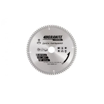 Диск пильный GRANITE GM для дерева с твердосплавными напайками 250*32*80Т, адаптер 32-30, 32-25,4, 6000 ((5-25-080)