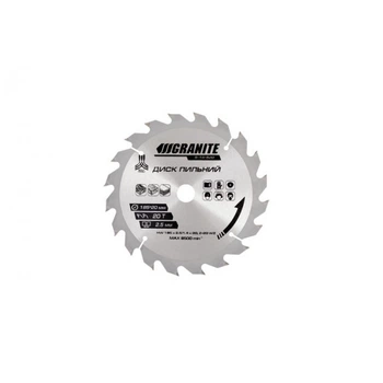 Диск пильный GRANITE GM для дерева с твердосплавными напайками 185*20*20Т, адаптер 20-16, 8500 об/мин (5-18-520)