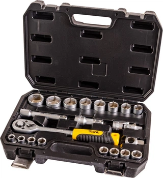 Набор насадок торцевых MASTERTOOL GM CrV 1/2” 10-32 мм, трещотка 72Т, 21 шт, кейс (78-4021)