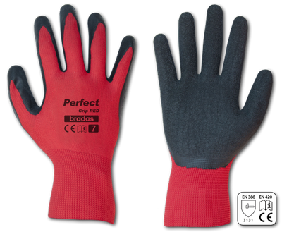 Рукавички захисні PERFECT GRIP RED латекс, розмір 7 Bradas упаковка 12 пар.
