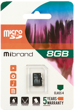 Карта памяти Mibrand microSDHC 8GB Class 4 (MICDC4/8GB)