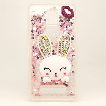 Чехол Glitter для Xiaomi Redmi Note 3 / Note 3 Pro бампер жидкий блеск Заяц Розовый