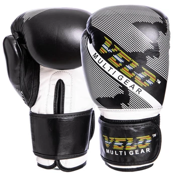 Перчатки боксерские кожаные Velo Star 2229 размер 12 унций Black-White