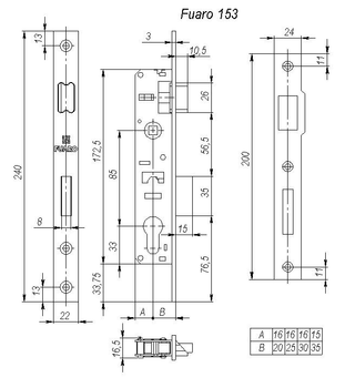 Врезной замок fuaro схема