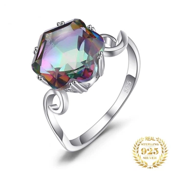 Кольцо из серебра 925 пробы с искусственным топазом "Mistyc Topaz" 17,5мм