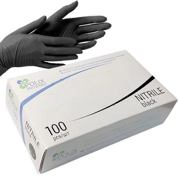 Рукавички нітрилові неопудрені POLIX promed Extra Safe щільні 100 шт Чорні (ПерчаткичерныеМ)