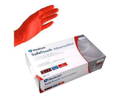 Перчатки нитриловые текстурированные Medicom S 100 шт/уп Красные (MedicomкрасныеS)