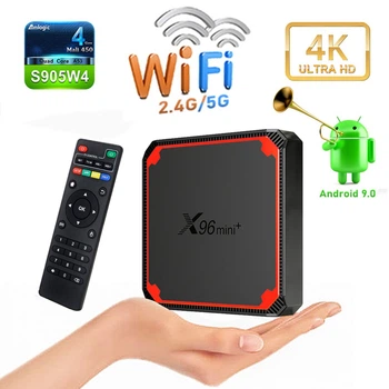 Смарт ТВ-Приставка X96 mini Plus 2/16 Android 9 Amlogic S905W4 Smart TV Box 1080P Full HD, Ultra HD (4K) Original Black-Red
