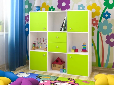 Стеллаж KidsBunkBed С03 дуб молочный лайм 1200x1200x350 мм