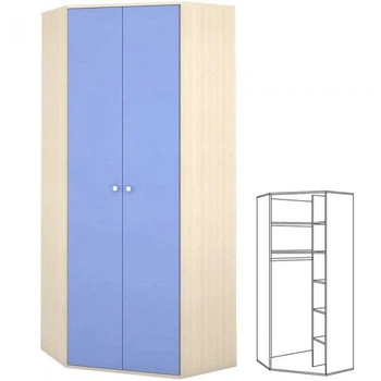 Шкаф KidsBunkBed Ш06 дуб молочный терра голубая 876 х 876 х 2128 мм