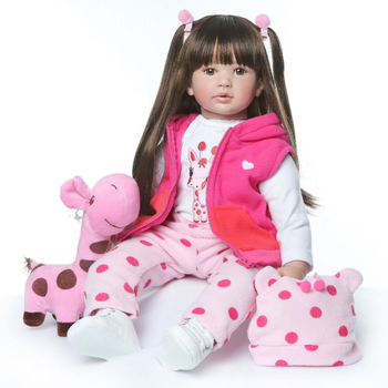 Кукла реборн NPK DOLL девочка Ким силиконовая с заколками и кроссовками 60 см