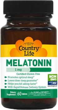 Біо-активна добавка Country Life Melatonin 1 мг 60 таблеток (015794016908)