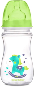 Бутылка с широким отверстием антиколиковая Canpol babies Easystart Цветные зверьки 240 мл Зеленая (35/206 Зеленый)