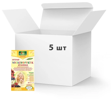 Упаковка Фіточай у пакетиках Доктор Фіто Мультифруктик вітамінний 20 х 5 шт. (4820167092009)