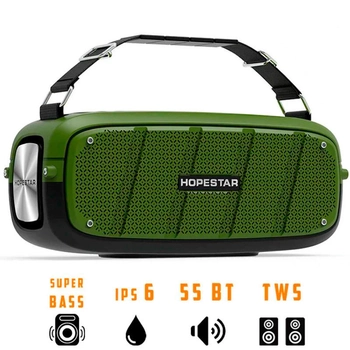 Портативна бездротова Bluetooth колонка Hopestar A20 55Вт Green з вологозахистом IPX6 і функцією зарядки пристроїв (A20G22)
