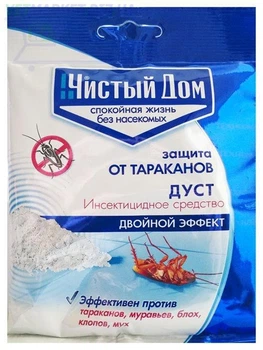 Инсектицидное средство от тараканов и других ползающих насекомых Дуст Чистый Дом, 50 г, Техноэкспорт