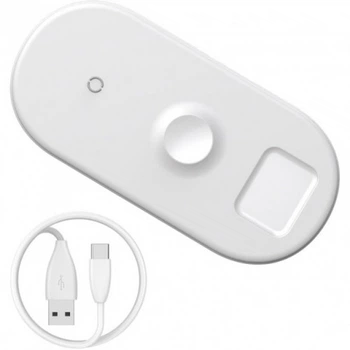 Бездротове зарядний пристрій Baseus Smart 3 в 1 (WX3IN1_C02) 18W White (Phone + Watch +Pods)