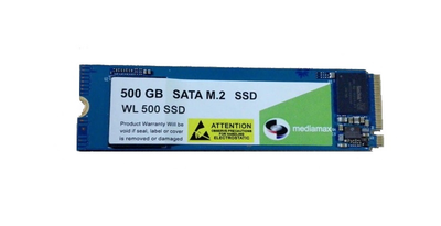 Накопичувач SSD 500GB Mediamax M.2 2280 NVMe PCIe 3.0 x4 3D NAND TLC Blue (WL 500 SSD Blue) Refurbished наработка до 1%