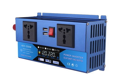 Инвертор напряжения универсальный Voltronic, AER-1200W, 60-72/220V, approximated, 2 универсальные розетки +2USB LED дисплей , клемы + крокодилы AER-1200W-CI60-72V