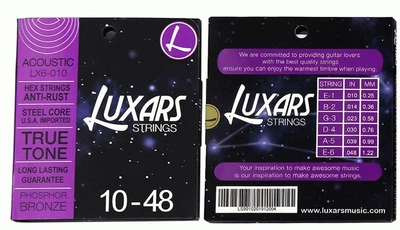 Струни для акустичної гітари "LUXARS" LX-6 Phosphor Bronze ANTI-RUST 10-48