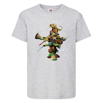 Футболка детская Черепашки Ниндзя 005 (Ninja Turtles) серая (NTS gry 005) 128 см