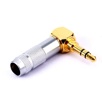 Переходник (штекер) металлический 90° под пайку 3.5 мм Jack TRS Alitek Gold/Silver (48376)