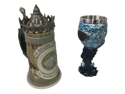Подарочный набор Готика Кружка Game Of Thrones House Stark Игра Престолов Дом Старков и Бокал 650/200 мл
