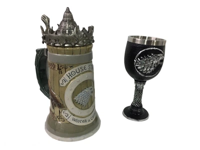 Подарочный набор Готика Кружка Game Of Thrones House Stark Игра Престолов Дом Старков и Бокал Дом Старков 650/200 мл