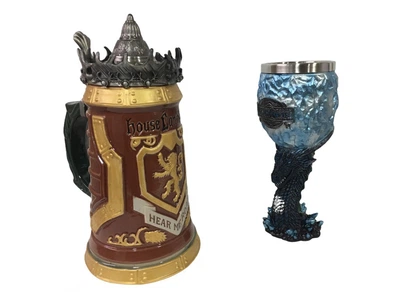 Подарочный набор Готика Кружка Game Of Thrones House Lannister Stein Игра Престолов Дом Ланнистеров и Бокал Дракон 650/200 мл