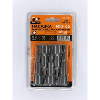 Насадка магнитная для саморезов М10х65мм, 1/4", S2 "LEVTOOLS" 500-062