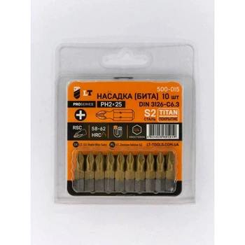 Насадка РН2*25мм, 1/4", S2, Титан "LEVTOOLS" 500-015