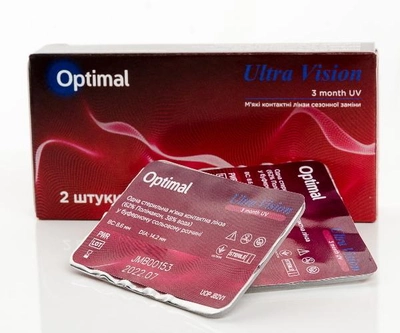 Контактні лінзи Optimal Ultra Vision 3-Monthly -0.75 8.6 1 упаковка