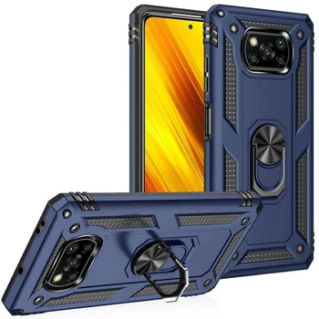Чехол Shield для Xiaomi Poco X3 / X3 Pro бампер противоударный с подставкой&nbsp;Dark-Blue
