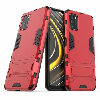Чохол Iron для Xiaomi Poco M3 бампер протиударний з підставкою Red