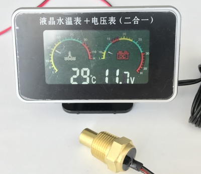 Цифровой датчик температуры двигателя + вольтметр 12-24 вольт (Ø - 16 мм)