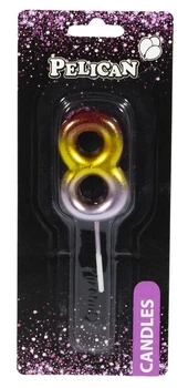 Свеча для торта Pelican, "8" РАДУЖНАЯ 4,5см Разноцветный Pelican (864568)