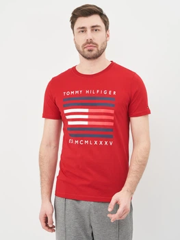 Футболка хлопковая длинная мужская Tommy Hilfiger 10574.4 S Красная