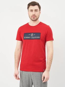 Футболка хлопковая длинная мужская Tommy Hilfiger 10581.2 L Красная