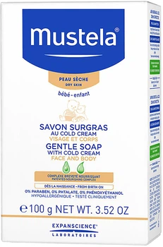 Мило Mustela Baby Gentle Soap with Cold Cream з колд-кремом для сухої шкіри 100 г (3504105032999/3504105036102)
