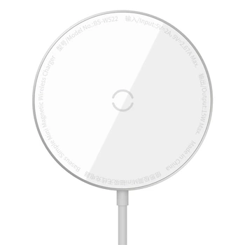 Зарядка Qi BASEUS Simple Mini Magnetic Wireless Charger (suit for Iphone 12 with Type-C cable 1.5 m) Колір White