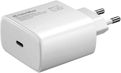 Сетевое зарядное устройство ColorWay Power Delivery Port PPS USB Type-C (45W) White (CW-CHS034PD-WT)