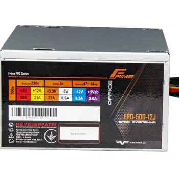 Блок питания Frime FPO_500_12J 2 molex(hdd), 2 sata, 24+4pin
