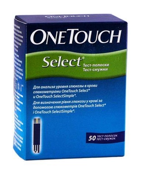 Тест-смужки для визначення рівня глюкози у крові OneTouch Select 50 шт