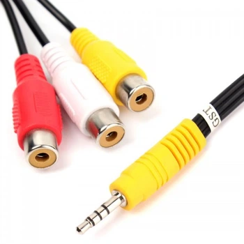 Переходник 3RCA на Mini Jack (миниджек 3.5) 10 см